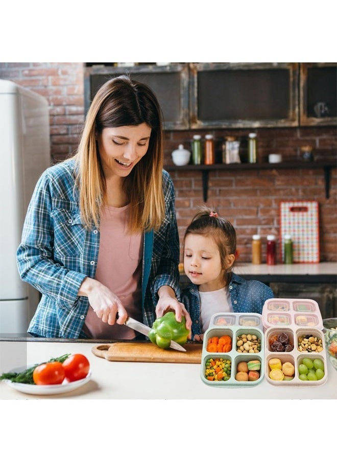 Hihonor 4 Pack Bento Lunch Box, 4 Compartment Snack Containers, Divided Bento Snack Box, Meal Prep Containers Kids/Toddle/Adults, Food Storage Containers for School, Work and Travel  - Image 5