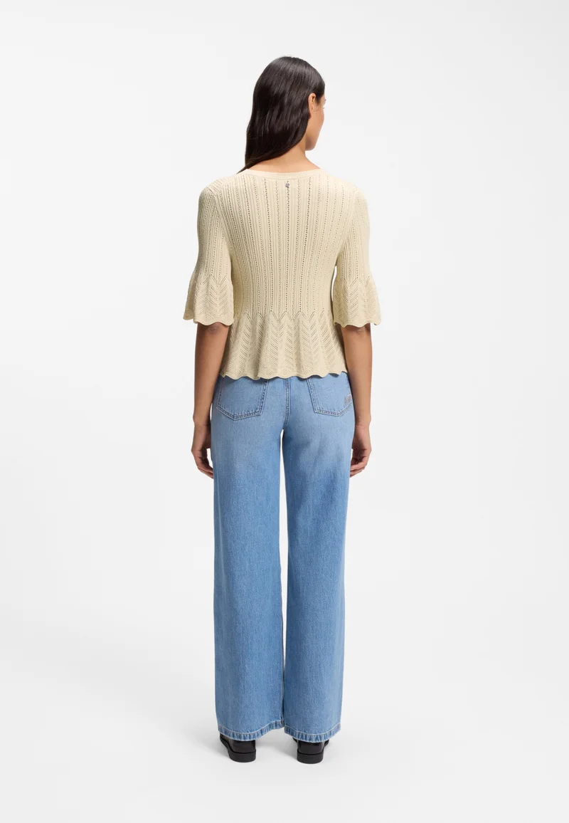 بوس Regular-fit sweater with open-knit structure