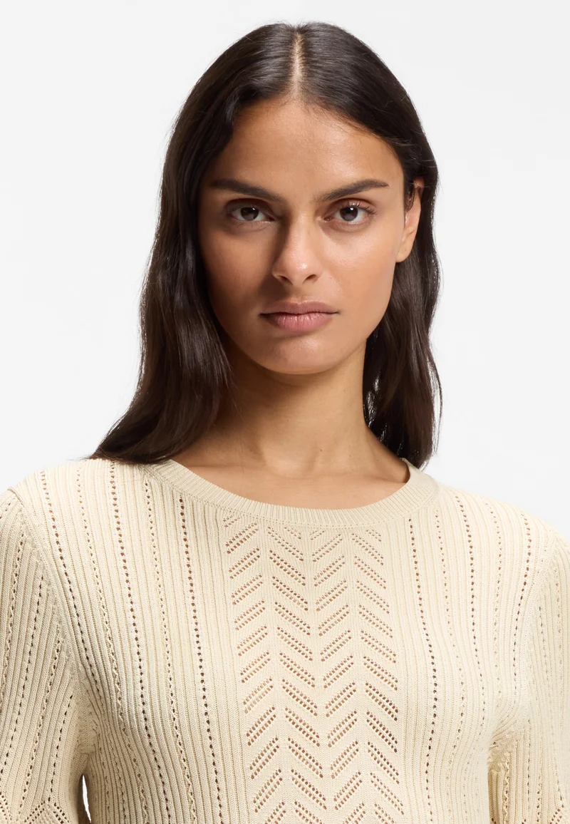 BOSS Light Yellow Regular-fit sweater with open-knit structure for Women | Best Price UAE
