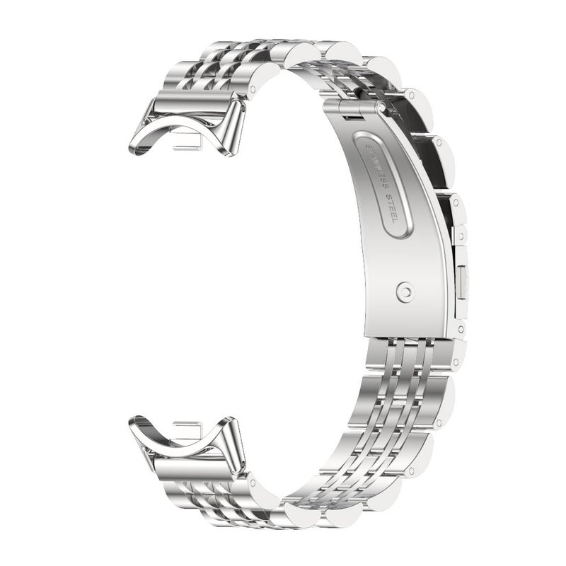 erorex For Xiaomi Smart Band 10 / 9 / 8 Seven Bead Stainless Steel Watch Band(Silver) - Image 2
