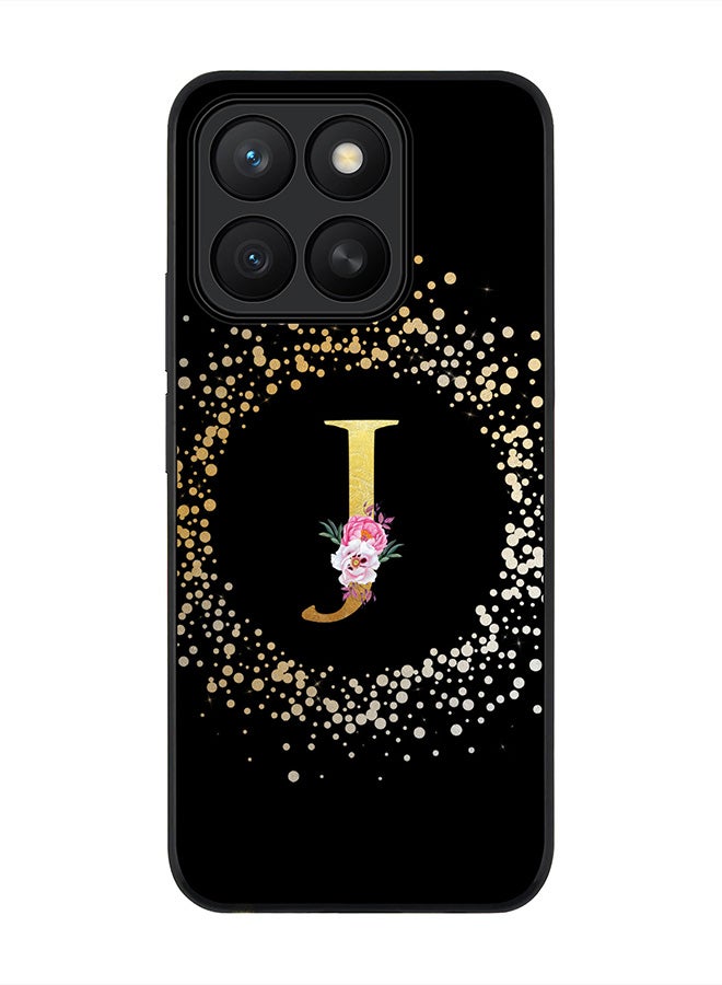 Stylizedd For Honor X8c Case,Slim fit Camera Protection, Shockproof Thin Phone cover  - Custom Monogram Floral - J ( Black )