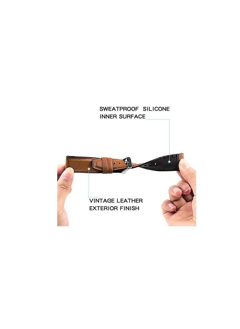 Generic Leather Replacement Strap 20mm For Oraimo Tempo S2 OSW-11N- Smart Watch - Camel  - Image 3