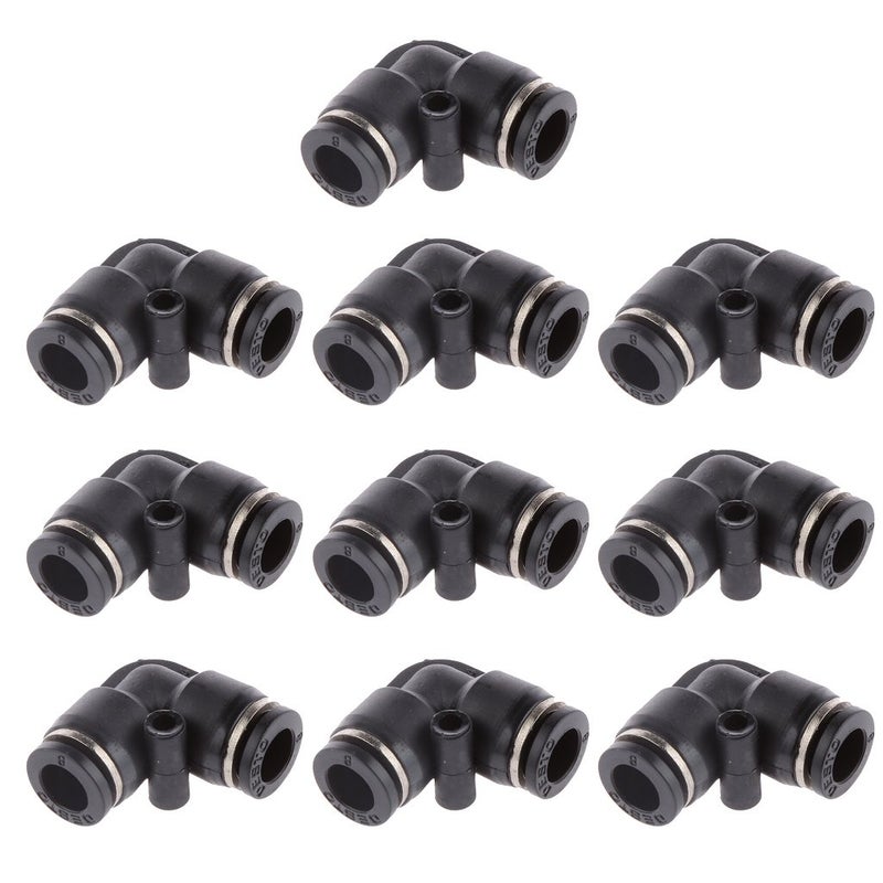 MagiDeal Magideal 10pcs Tube OD 8mm L Elbow Union Pneumatic Connector Air Line Quick Fitting  - Image 1