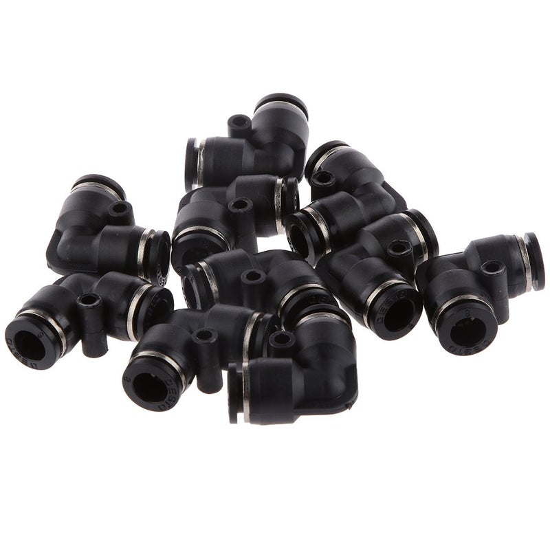 MagiDeal Magideal 10pcs Tube OD 8mm L Elbow Union Pneumatic Connector Air Line Quick Fitting  - Image 2