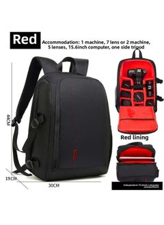 Generic SLR Camera Bag Waterproof Wear-resistant Digital Photography Bag Outdoor Backpack For Computer Camera-Color:Black With Green-Size:44X19X30CM  - Image 5