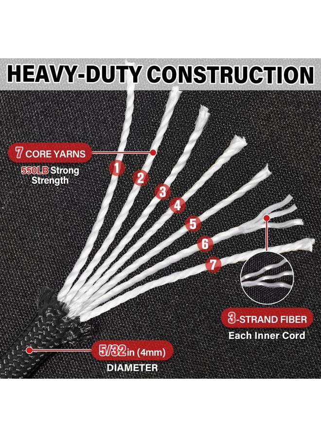 Triberion Paracord Rope 550 lb - 50ft 5/32" Parachute Cord 4MM 7-Strand para Cord - Heavy Duty Spool String for Survival,Camping Gear, Survival Bracelet, Clothesline - Black - Image 3