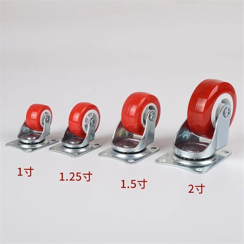 Fixed 2 Inch Red Plastic No Noise Caster Wheels with Brake for Furniture Carts 2Pcs - Image 5