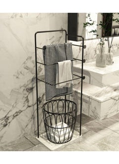 GT-Wheel Freestanding Towel Rack with Basket for Dirty Clothes 3-Tier Blanket Rack for Bathroom and Bedroom  - Image 1