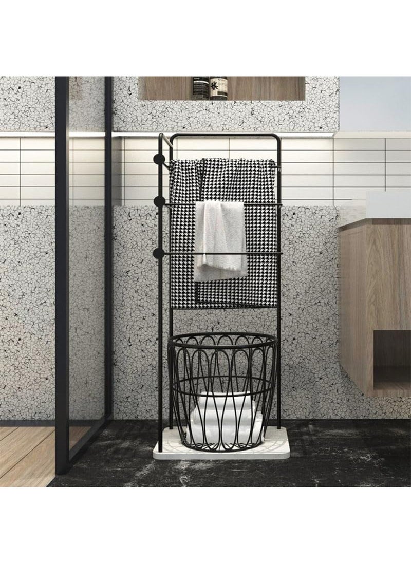 GT-Wheel Freestanding Towel Rack with Basket for Dirty Clothes 3-Tier Blanket Rack for Bathroom and Bedroom  - Image 4