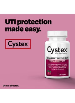 Cystex Cranberry Urinary Tract Health Supplement With Probiotics And Vitamin C Cranberry Pills For Women Sugar Free 75 Caplets  - Image 3