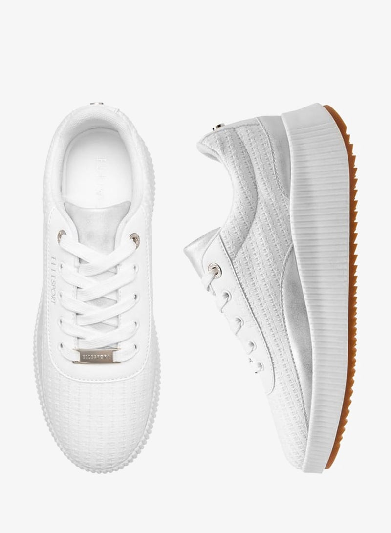 ELLE Women's Textured Sneakers with Chunky Sole and Lace-Up Closure - Image 3