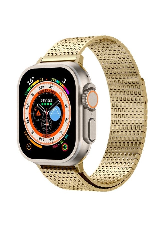 Generic - Replacement Strap For Apple Watch Ultra 49mm Milanese Loop Magnetic Clasp Stainless Steel Watch Band Gold - Image 1