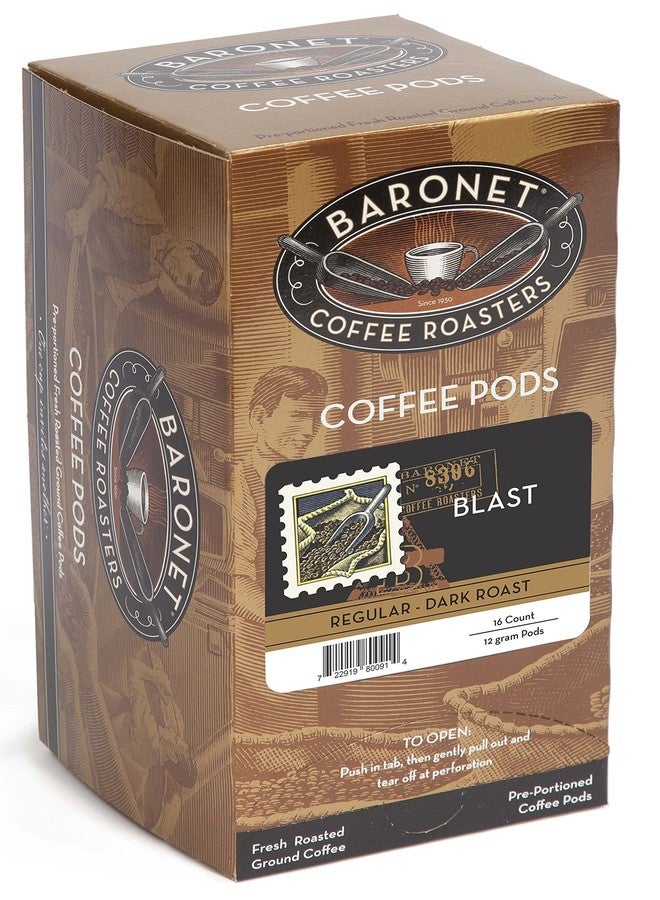 Baronet Coffee كبسولات قهوة بارونيت بلاست - تحميص عادي وداكن - 3 علب من 16 كبسولة فردية - 48 كبسولة، 12 غرام - مغلفة بشكل فردي للحفاظ على النضارة - نكهة غنية وتقليدية - Image 1