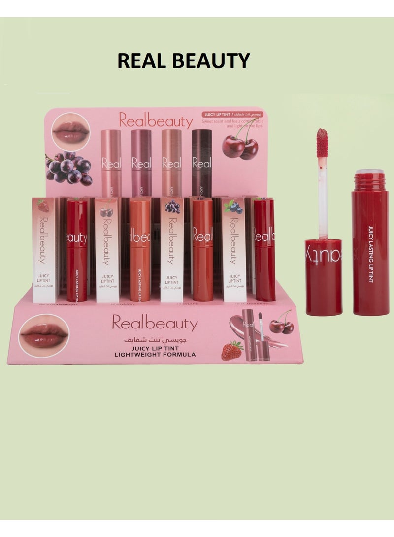 ريال بيوتي جديد ٤ قطع تنت شفاة بالوان مختلفة تدوم طويلا بتركيبة خفيفة الوزن