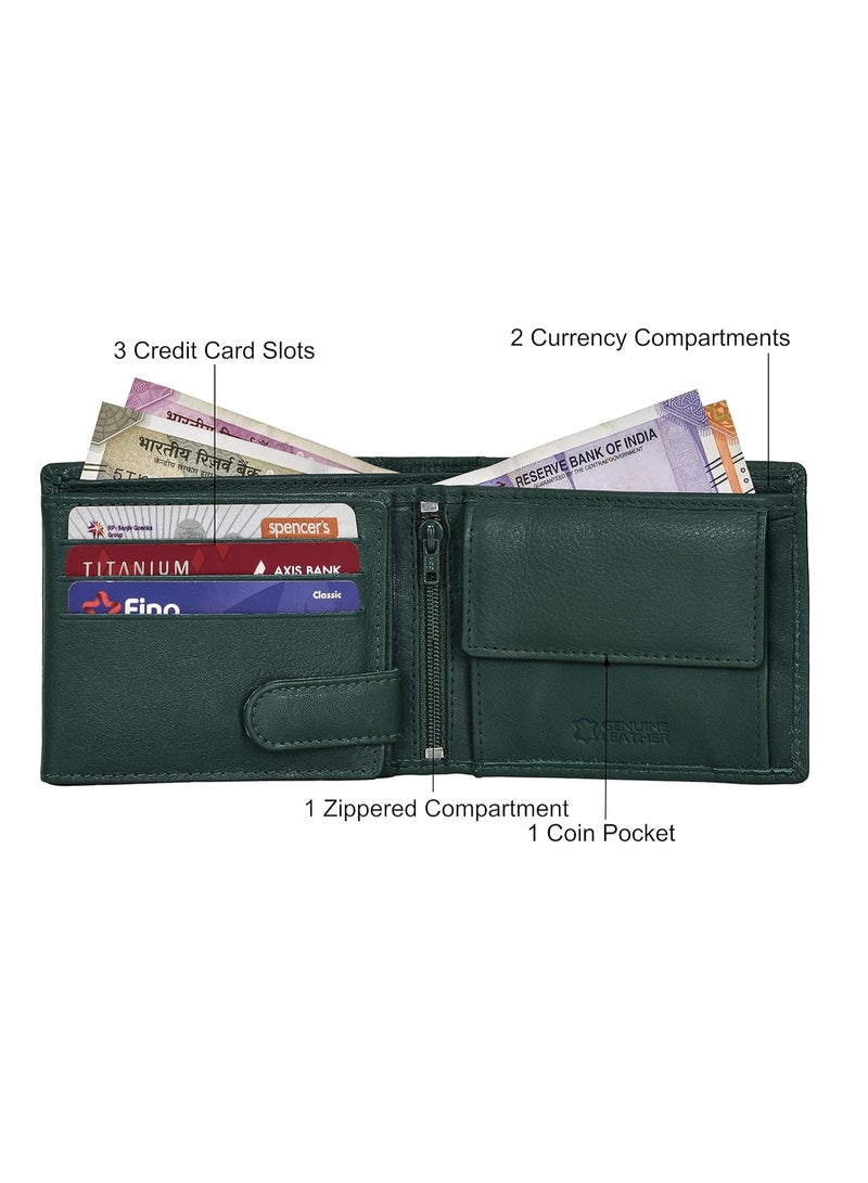 URBANFOREST URBAN FOREST Oliver Green Leather Wallet for Men, 6 Card Slot - Image 5