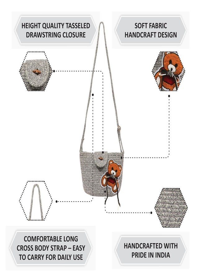 Ariya Women Sling Bag with Teddy Patch (4072 | Gray) Handcrafted PP & Cotton Blend Shoulder Purse, Perfect for Ladies & Girls, Lightweight Tote Bag for Daily Use, Casual, Travel & All Occasions - Image 4
