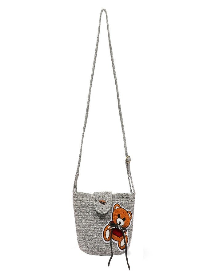Ariya Women Sling Bag with Teddy Patch (4072 | Gray) Handcrafted PP & Cotton Blend Shoulder Purse, Perfect for Ladies & Girls, Lightweight Tote Bag for Daily Use, Casual, Travel & All Occasions - Image 1
