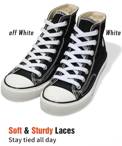 Handshop Wide Flat Athletic Shoelaces 5/16"(2 Pair) - Shoe Laces for Sneakers and Casual Shoes Replacements Off White 31 inch (80cm) - Image 3