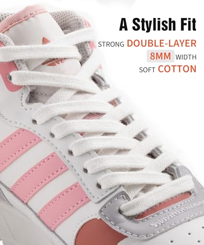Handshop Wide Flat Athletic Shoelaces 5/16"(2 Pair) - Shoe Laces for Sneakers and Casual Shoes Replacements Off White 31 inch (80cm) - Image 2