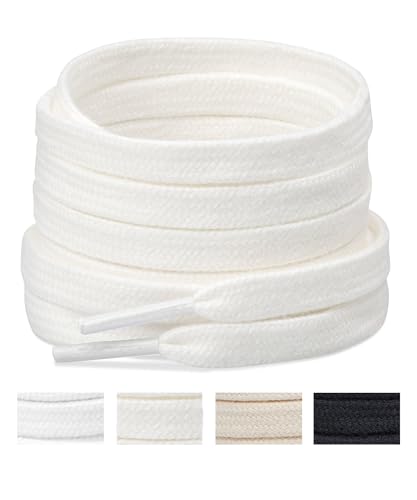 Handshop Wide Flat Athletic Shoelaces 5/16"(2 Pair) - Shoe Laces for Sneakers and Casual Shoes Replacements Off White 31 inch (80cm) - Image 1