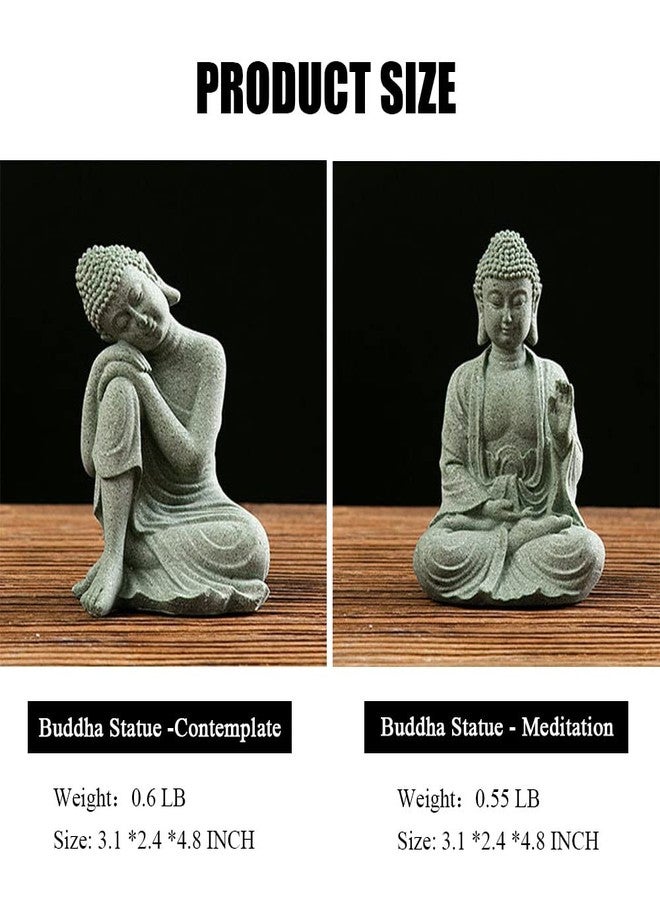 fazhongfa Mini Buddha Statue 4.7 Inch Natural Stone Handmade Buddha Sculptures Creative Zen Garden Aquarium Fish Tank Decorations Home Decor to Friend Family Mom Father as Gift (Meditation) - Image 2