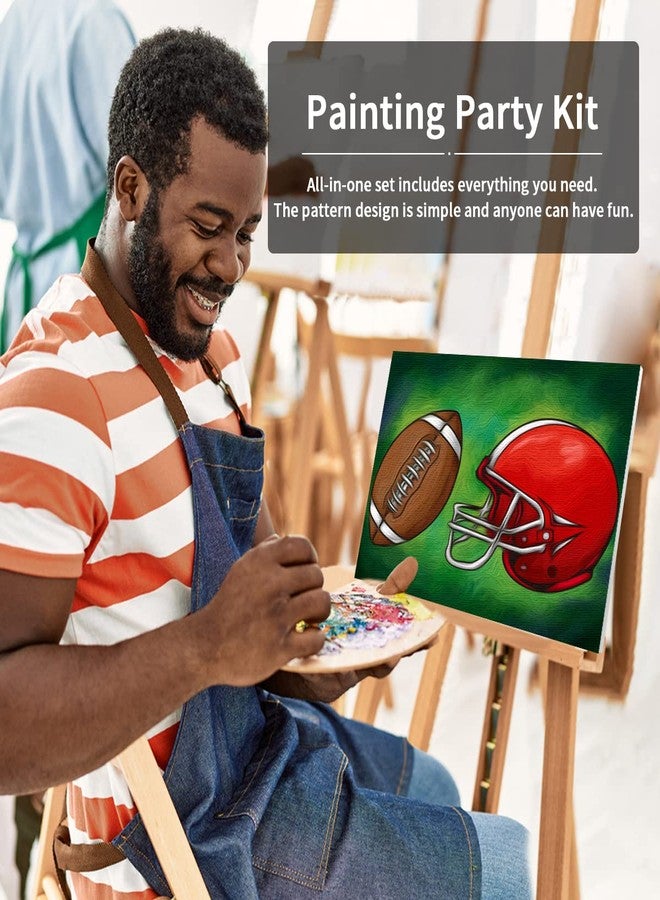 VOCHIC Pre Drawn Canvas Painting Kit for Painting for Adults Party Kits Paint and Sip Party Supplies 8x10 Canvas Rugby Football Paint Art Set - Image 3