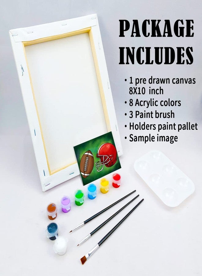 VOCHIC Pre Drawn Canvas Painting Kit for Painting for Adults Party Kits Paint and Sip Party Supplies 8x10 Canvas Rugby Football Paint Art Set - Image 5