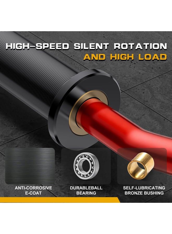 LAVVON Olympic EZ Curl Barbell Bar 47",Mute Bearings - 2" Curl Bar for Weight Lifting, Hip Thrusts,Biceps,Squat-Home Gym Weight Bar-Chrome Curling Strength Training, 2Pcs Collars(800lbs Weight Capacity) (Red - Image 4