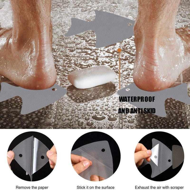 Secopad Bathtub Stickers Non-Slip, 24 PCS Safety Shower Treads Adhesive Appliques with Premium Scraper (Gray) - Image 5