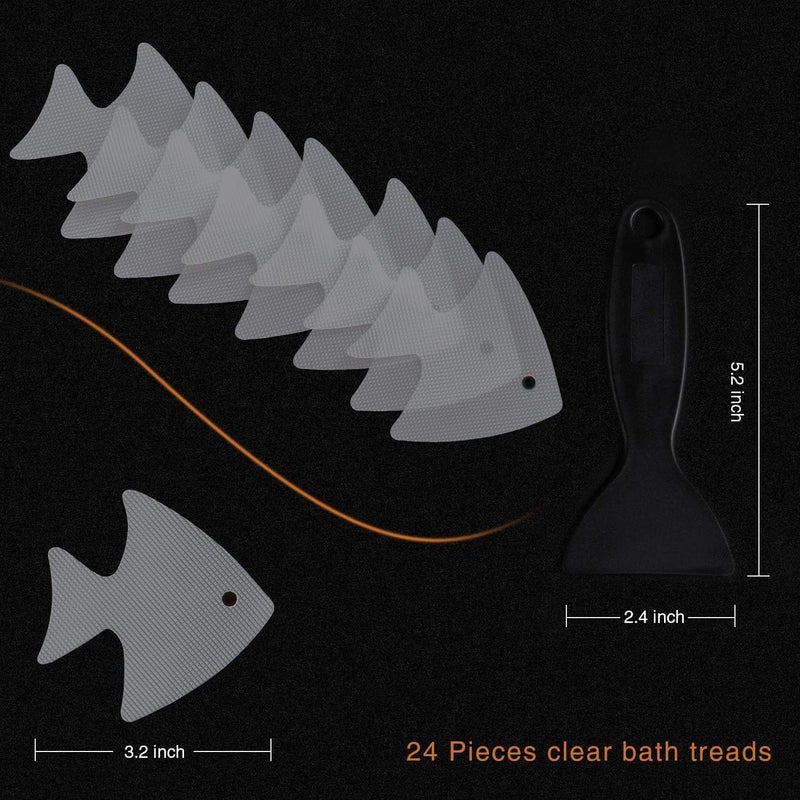 Secopad Bathtub Stickers Non-Slip, 24 PCS Safety Shower Treads Adhesive Appliques with Premium Scraper (Gray) - Image 4