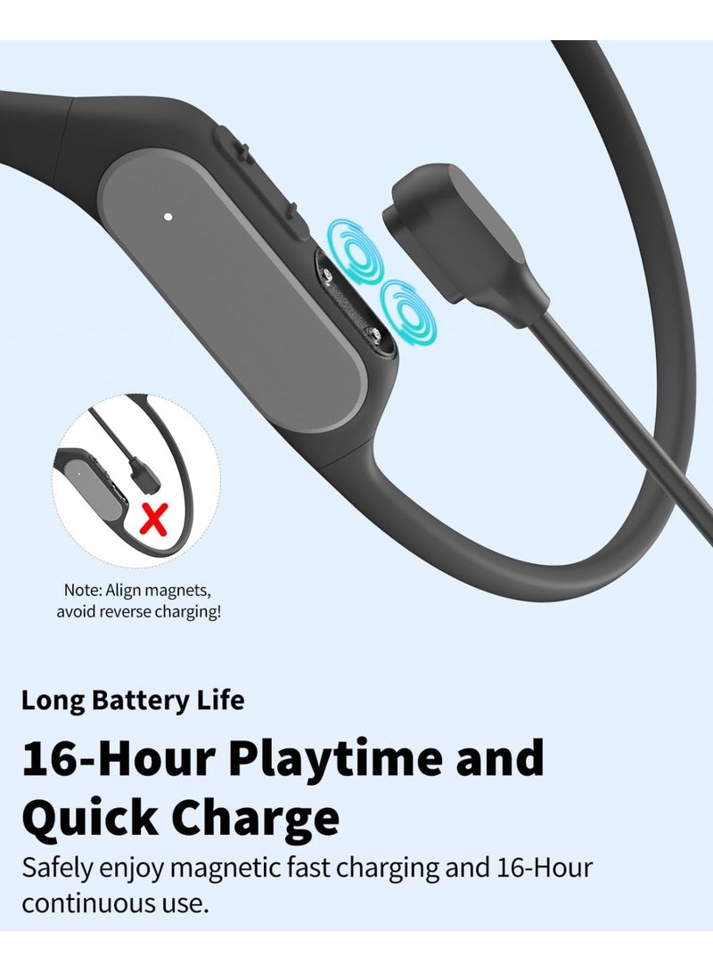 TOZO OpenReal Open Ear Headphones Bluetooth 5.3 Air Conduction Wireless Headphones Sport Earbuds with Premium Sound, Dual-Mic Call Noise Reduction Earphones with Hair Band for Running Cycling Black - Image 2