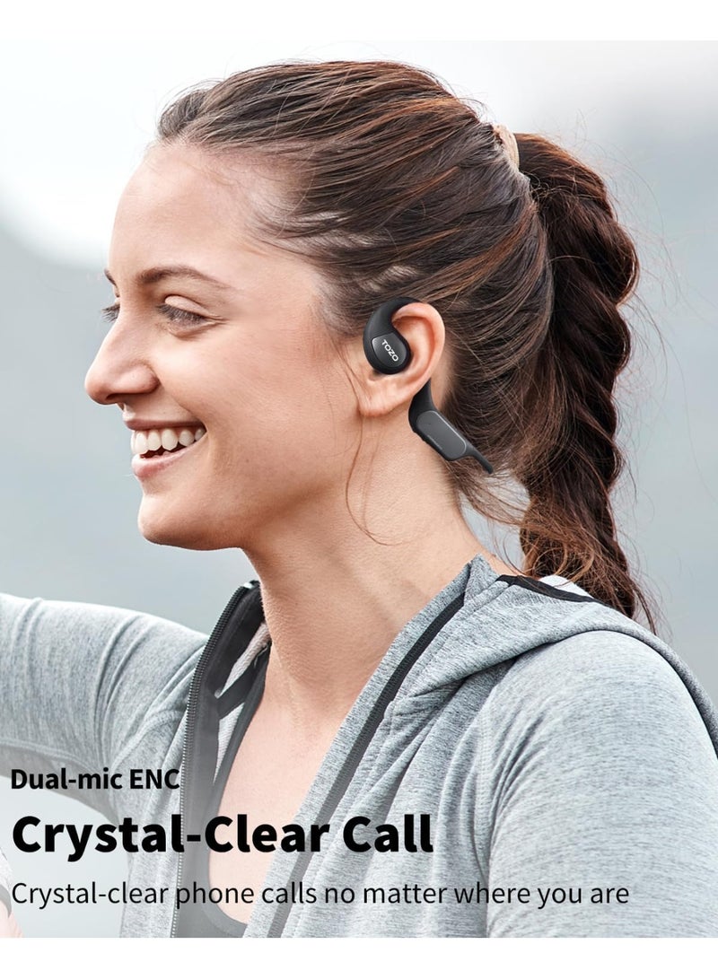 TOZO OpenReal Open Ear Headphones Bluetooth 5.3 Air Conduction Wireless Headphones Sport Earbuds with Premium Sound, Dual-Mic Call Noise Reduction Earphones with Hair Band for Running Cycling Black - Image 4