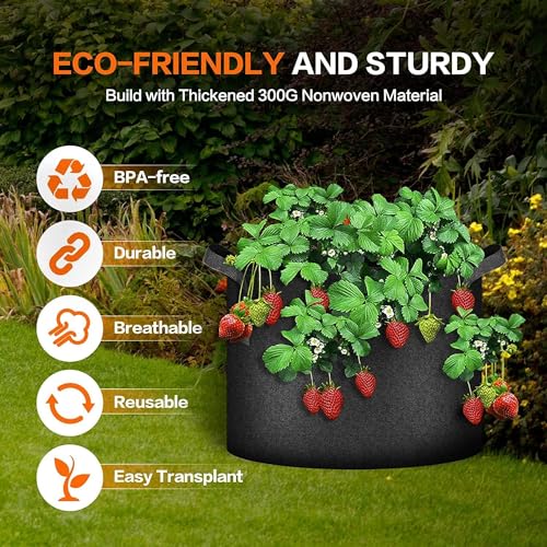 iPower 5-Pack 10 Gallon Plant Grow Bags Thickened Nonwoven Aeration Fabric Pots Heavy Duty Durable Container, Strap Handles for Garden, Black - Image 4