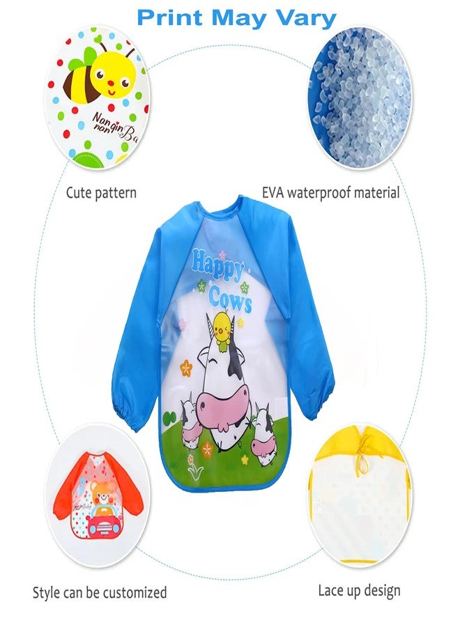 Sparkle Joy Full Sleeves Bibs for Baby Washable, Waterproof Apron with Tying Robe | Quick Dry Baby Bibs for Newborns/Infants/Toddlers/Babies (6-36months) (Pack of 1) (Print May Vary) (BLUE2) - Image 2