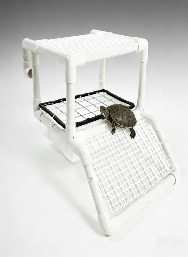 HYLCWTH Hanging Turtle Basking Platform, 2-in-1 Turtle Dock for Basking and Laying Eggs with DIY PVC Pipes and Nesting Box, 11.5" Width Resting Area, Ramp for Reptile Frog Terrapin - Image 1