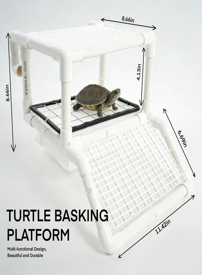 HYLCWTH Hanging Turtle Basking Platform, 2-in-1 Turtle Dock for Basking and Laying Eggs with DIY PVC Pipes and Nesting Box, 11.5" Width Resting Area, Ramp for Reptile Frog Terrapin - Image 2