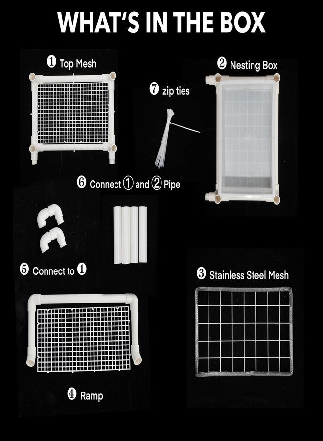 HYLCWTH Hanging Turtle Basking Platform, 2-in-1 Turtle Dock for Basking and Laying Eggs with DIY PVC Pipes and Nesting Box, 11.5" Width Resting Area, Ramp for Reptile Frog Terrapin - Image 3
