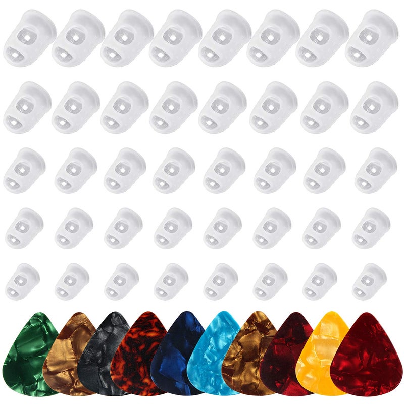 Augsun Guitar Fingertip Protectors - 40 Pcs Silicone Guitar Finger Guards Protection Covers Caps for Guitar Ukulele Bass, Sewing and Embroidery (5 Sizes) (Transparent) - Image 3