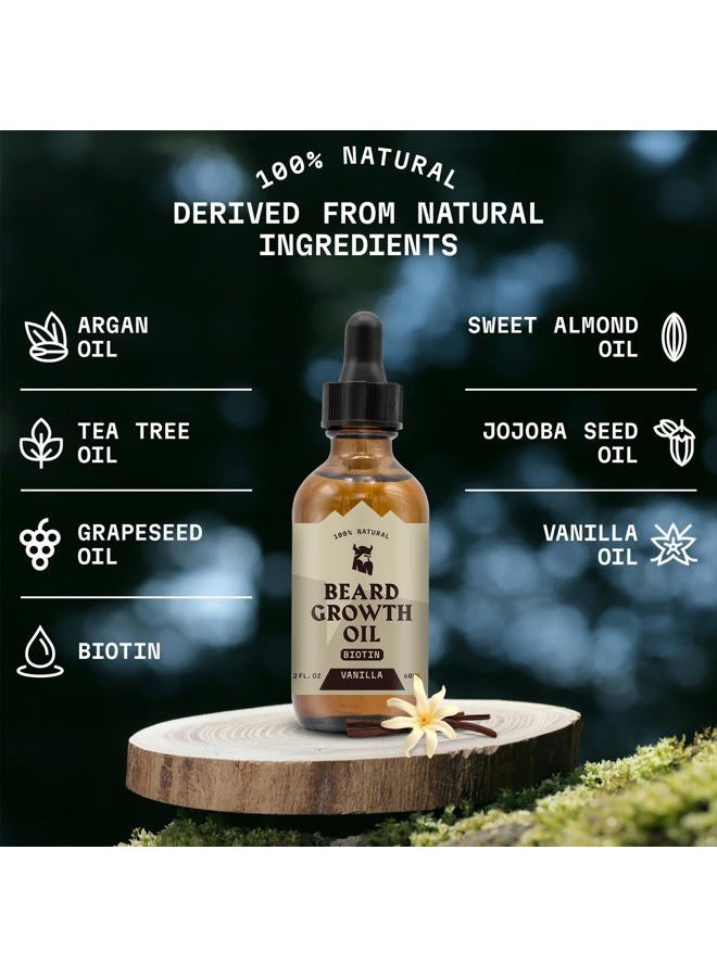 Striking Viking Beard Growth Oil with Biotin - 2 Fl Oz, 1 Pack, Vanilla - Thickening & Conditioning Biotin Beard Growth Oil for Men with Argan Oil & Jojoba Oil - Facial Hair Growth for Men - Image 2