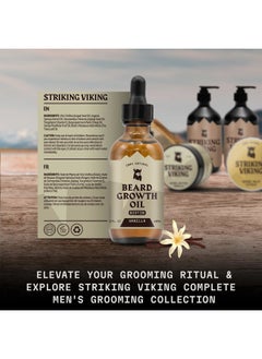 Striking Viking Beard Growth Oil with Biotin - 2 Fl Oz, 1 Pack, Vanilla - Thickening & Conditioning Biotin Beard Growth Oil for Men with Argan Oil & Jojoba Oil - Facial Hair Growth for Men  - Image 5