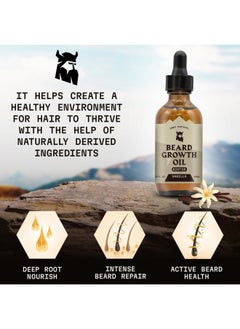 Striking Viking Beard Growth Oil with Biotin - 2 Fl Oz, 1 Pack, Vanilla - Thickening & Conditioning Biotin Beard Growth Oil for Men with Argan Oil & Jojoba Oil - Facial Hair Growth for Men  - Image 3