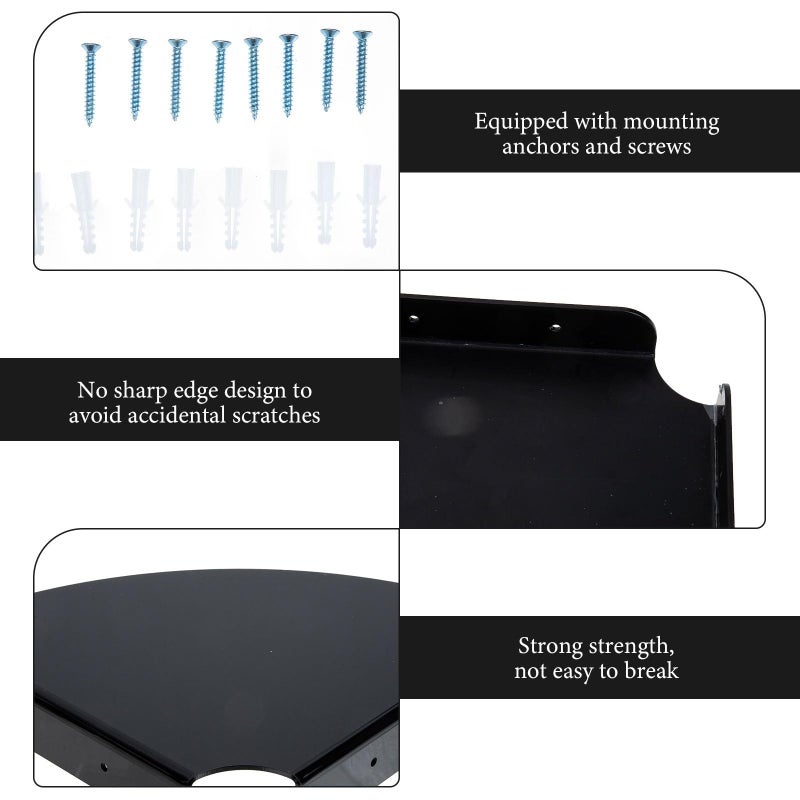 Black Acrylic Corner Floating Shelves Set Of 2 For Wall Storage And Display In Living Room Bathroom Kitchen - Image 5