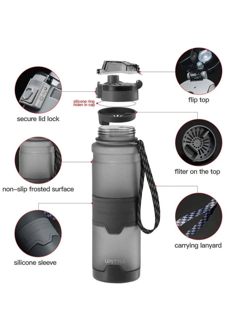 TYCOM Water Bottle 1L Leak Proof Drink Bottle BPA Free USA Tritan Material Gym Bottle with Protein Shaker Flip Top Lid & Removable Strainer for Fitness Cycling Gym Camping Outdoor Sports  - Image 5
