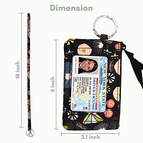 MNF Collections Lanyard with Wallet - Zip ID Case with Lanyard - ID Holder for Cash, Cards, Coin - Durable Card Holder Keychain with Zippers - Cotton - Hana - Image 4