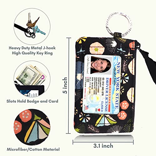 MNF Collections Lanyard with Wallet - Zip ID Case with Lanyard - ID Holder for Cash, Cards, Coin - Durable Card Holder Keychain with Zippers - Cotton - Hana - Image 3