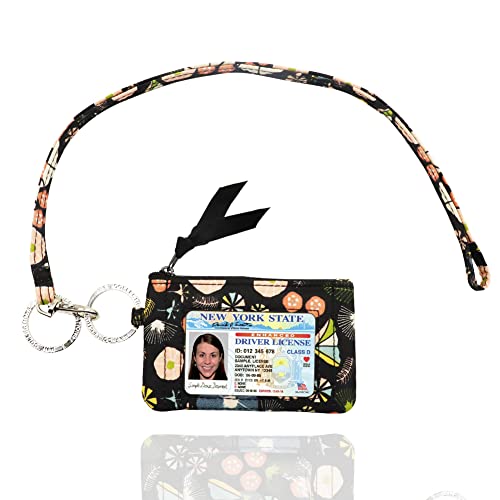 MNF Collections Lanyard with Wallet - Zip ID Case with Lanyard - ID Holder for Cash, Cards, Coin - Durable Card Holder Keychain with Zippers - Cotton - Hana - Image 1