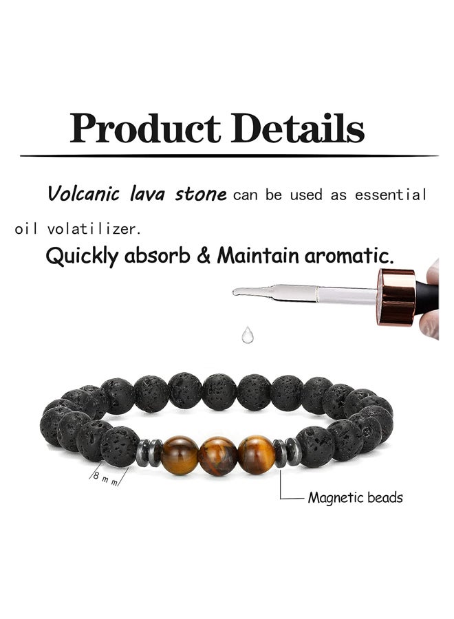 Natural Agate Stone Tiger Eye Flexible Beaded Bracelet for Yoga, 3-6pcs 8mm Unisex - Image 3