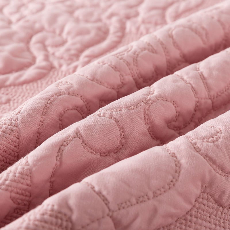 Newlake Quilt Bedspread مجموعة Pink Jacquard النمط الأزهار المنقوش عكسها مجموعة الألياف الدقيقة المغطاة بحجم الملك بحجم الملك - Image 4