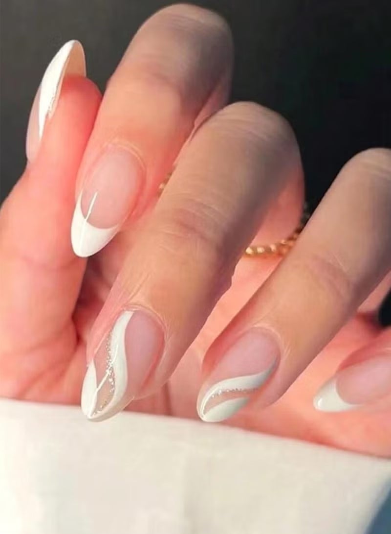 GlamKit Long oval nails, French nails, 24 pieces - Image 1