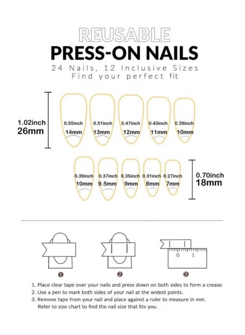 GlamKit Long oval nails, French nails, 24 pieces - Image 4